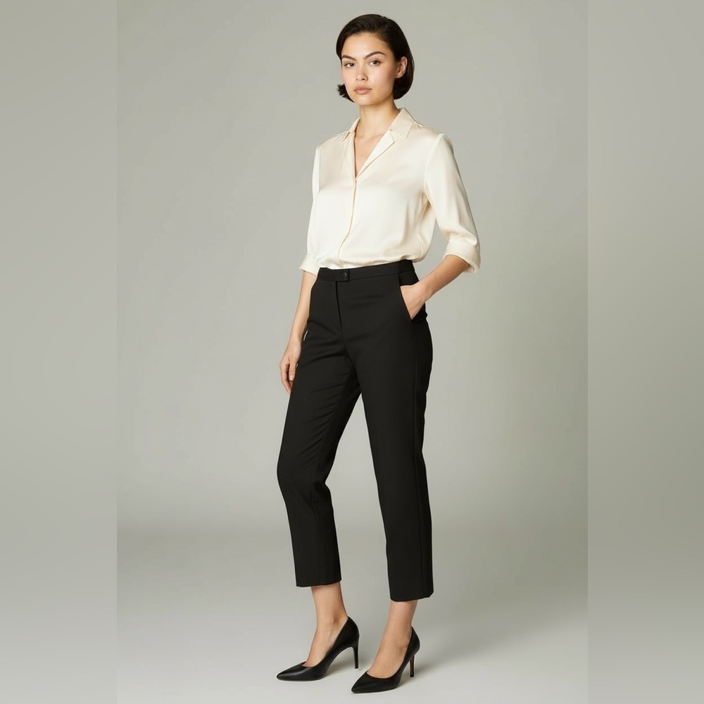 ZARA Black Tailored Ankle Pants Stretch Trousers Medium Workwear Business Casual